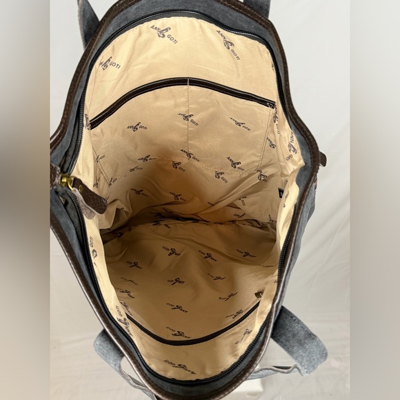 Anngoti Aztec Canvas Leather Tote Bag Western Boho Tapestry NWT - Picture 3 of 9